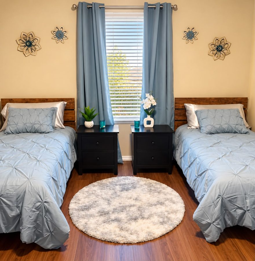A bright, comfortable bedroom